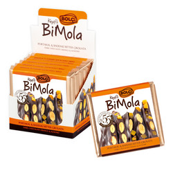 Продуктови Категории Шоколади Bolci BiMola Натурален шоколад (55% какао) с портокал и бадем 70гр. 